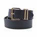 Portada cinturon sintetico liso negro metal dorado 4076-2