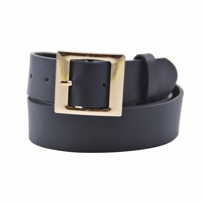 cinturon sintetico liso negro metal dorado 4078-2