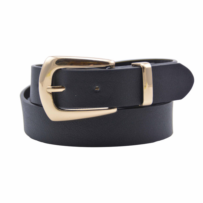 cinturon sintetico liso negro metal dorado 4082-2