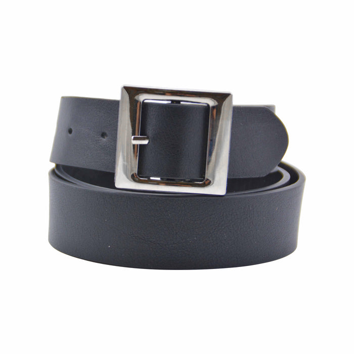 cinturon sintetico liso negro metal plateado 4078-1