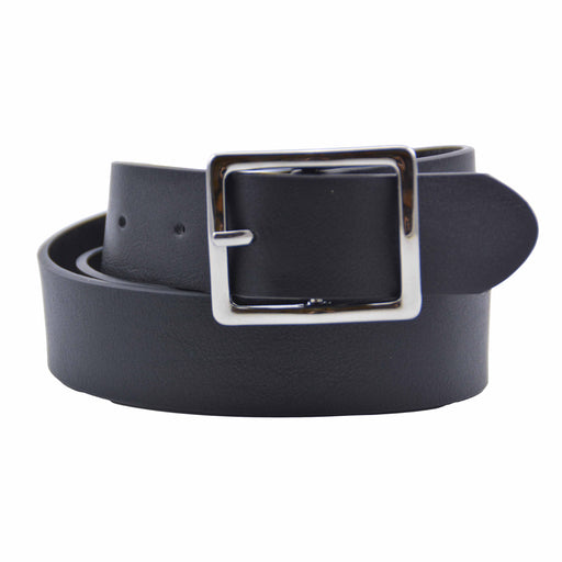 cinturon sintetico liso negro metal plateado 4080-1