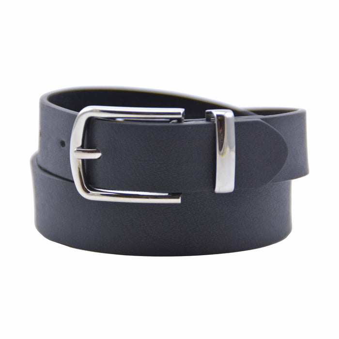 cinturon sintetico liso negro metal plateado 4081-1