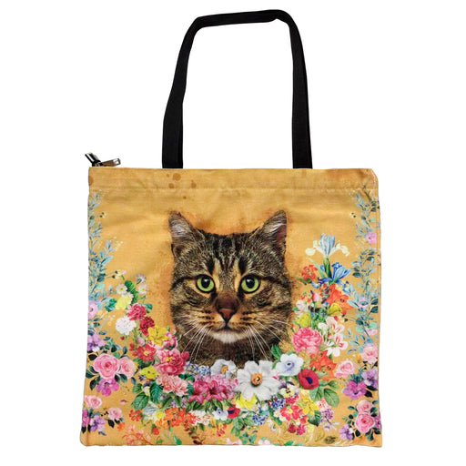 Portada gato romano floral Bolso lona cuadrado 3897