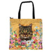 Portada gato romano floral Bolso lona cuadrado 3897