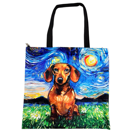 Portada perro Bolso lona salchicha cafe cuadrado 3983