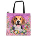Portada perro beagle floral Bolso lona cuadrado 3903