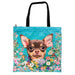 Portada perro chihuahua floral Bolso lona cuadrado 3901