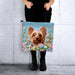 Portada perro yorkshire floral Bolso lona cuadrado 3902