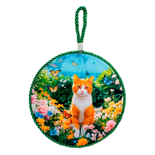 Portada posaolla gato amarillo ceramica corcho jardin 3925-5