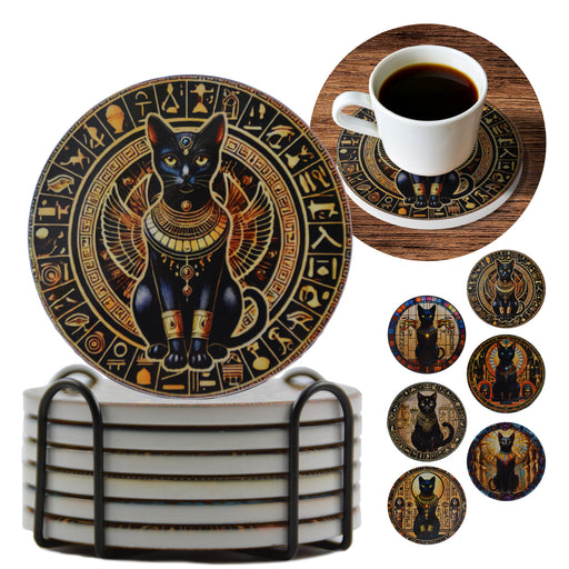 Portada posavasos ceramica corcho gato egipcio 3991