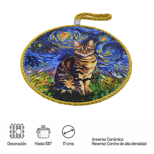 Posaolla ceramica corcho colgante gato romano pintura 4257-2