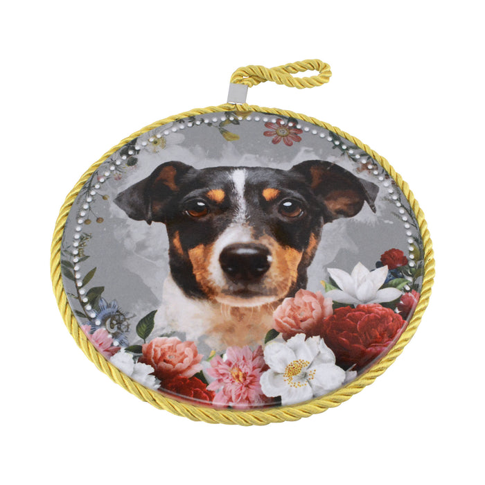 Posaolla ceramica corcho colgante perro fox terrier jardin 3372-3