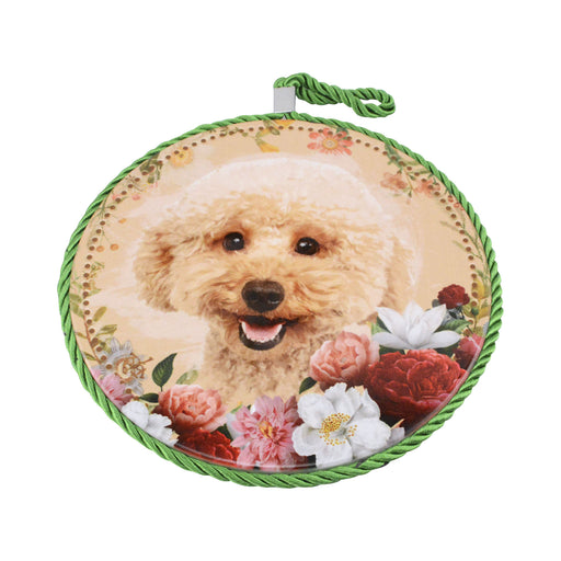 Posaolla ceramica corcho colgante perro poodle beige jardin 3372-4
