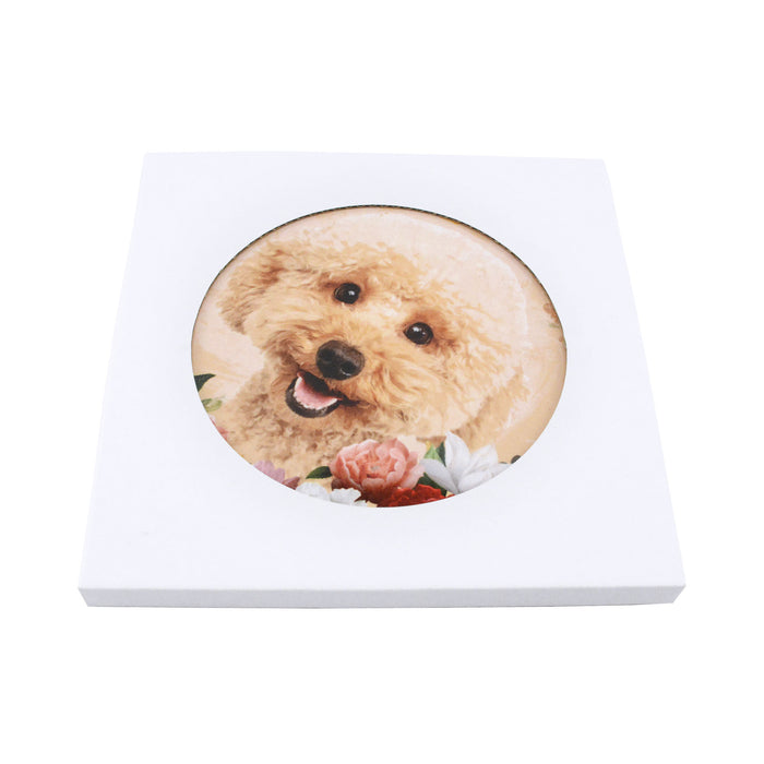 Posaolla ceramica corcho colgante perro poodle beige jardin 3372-4