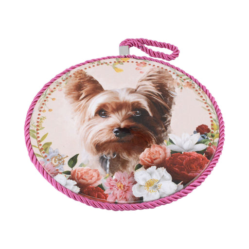 Posaolla ceramica corcho colgante perro yorkshire beige jardin 3372-6