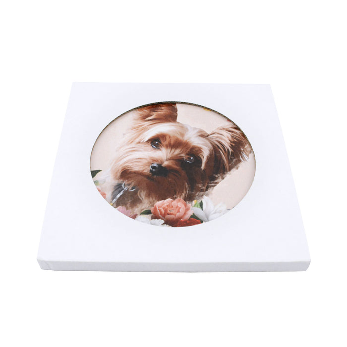Posaolla ceramica corcho colgante perro yorkshire beige jardin 3372-6