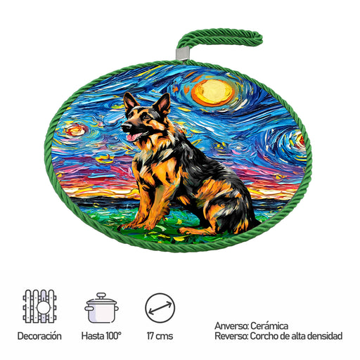 Posaolla ceramica corcho pintura perro pastor aleman 4112-5