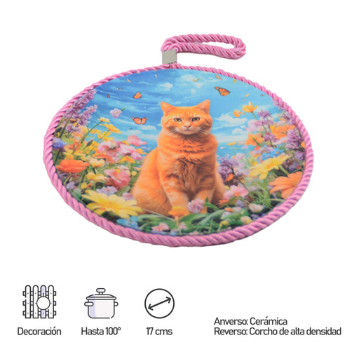 Posaolla colgador ceramica corcho gato amarillo medidas 3925-1