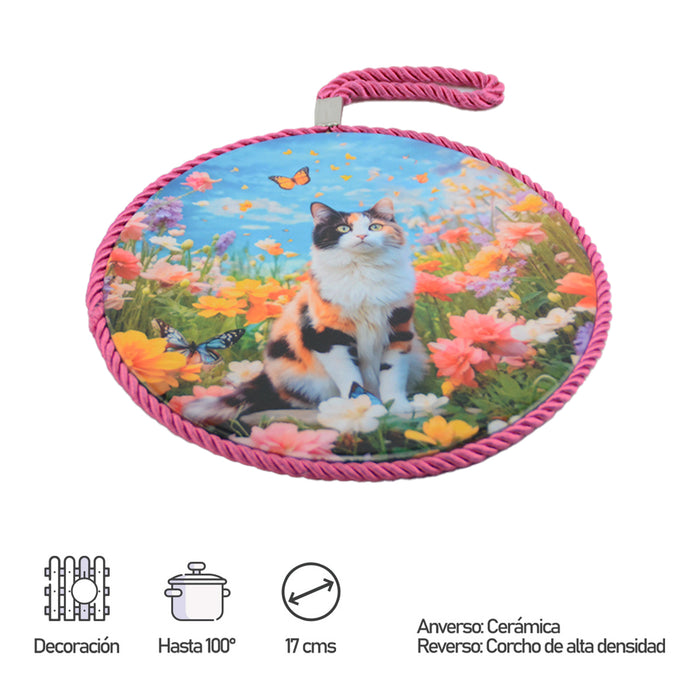 Posaolla colgador ceramica corcho gato calico medidas 3925-2