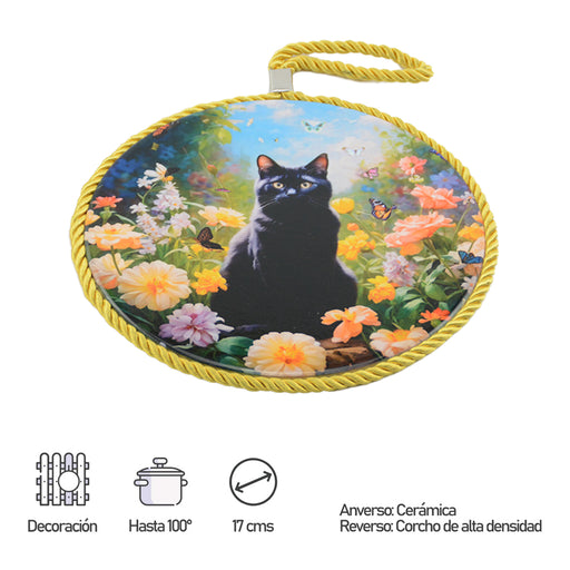 Posaolla colgador ceramica corcho gato negro medidas 3925-3