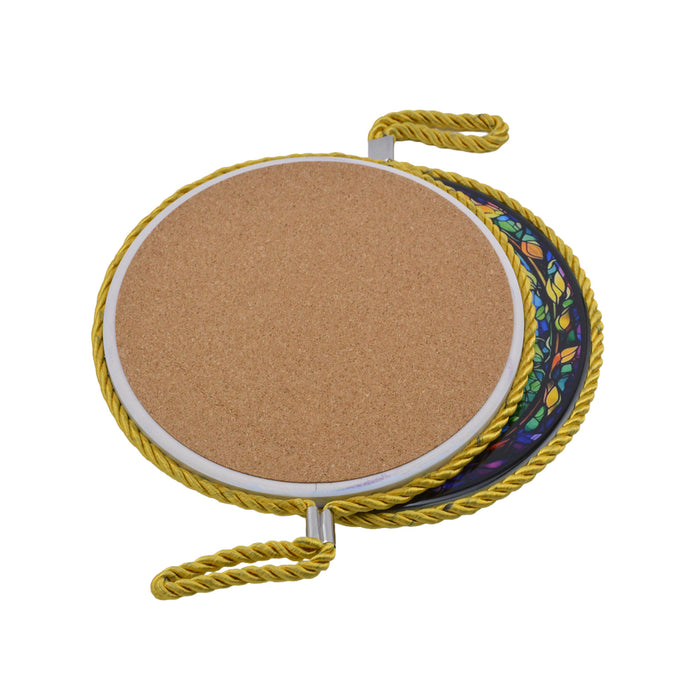 Posaolla colgante ceramica corcho arbol de la vida hilo amarillo 4214-5