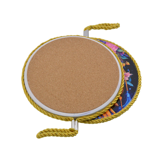 Posaolla colgante ceramica corcho buho hilo amarillo 4216-3