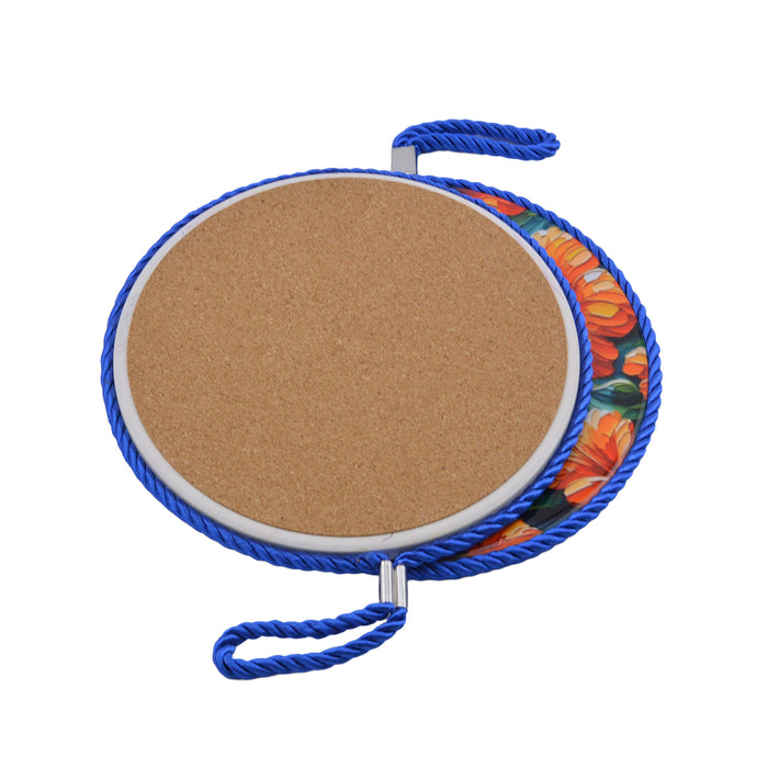 Posaolla colgante ceramica corcho colibri flores hilo azul 4212-3