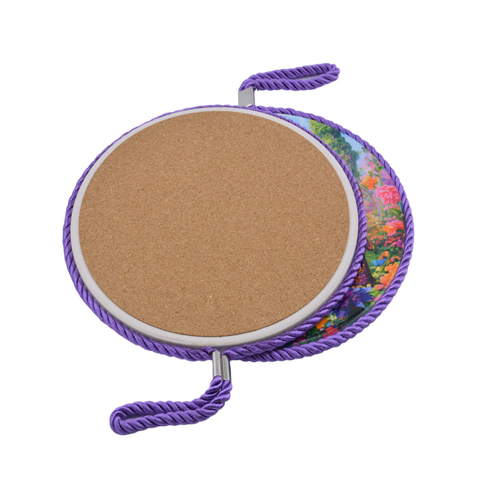 Posaolla colgante ceramica corcho elefante hilo morado 4217-6
