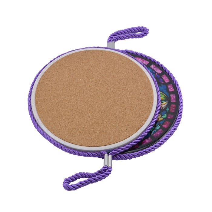 Posaolla colgante ceramica corcho mariposa hilo morado 4215-6