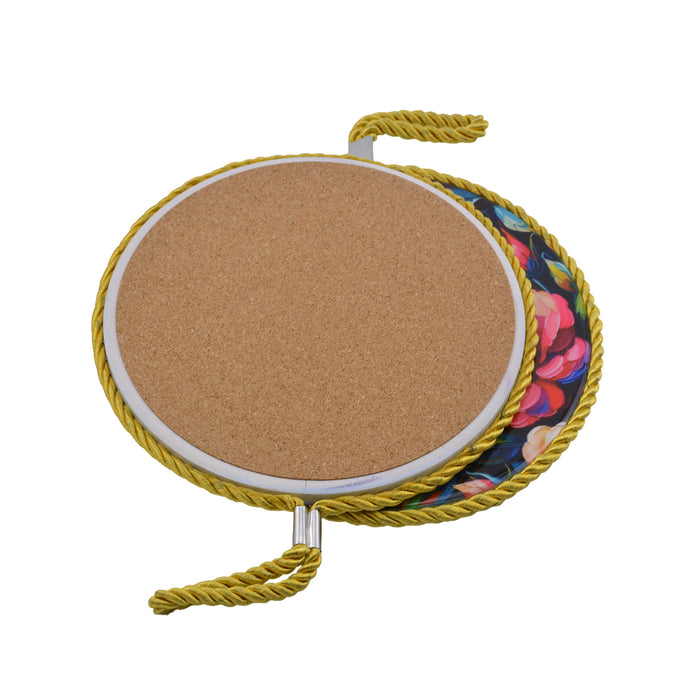 Posaolla colgante ceramica corcho colibri flores hilo amarillo 4212-1