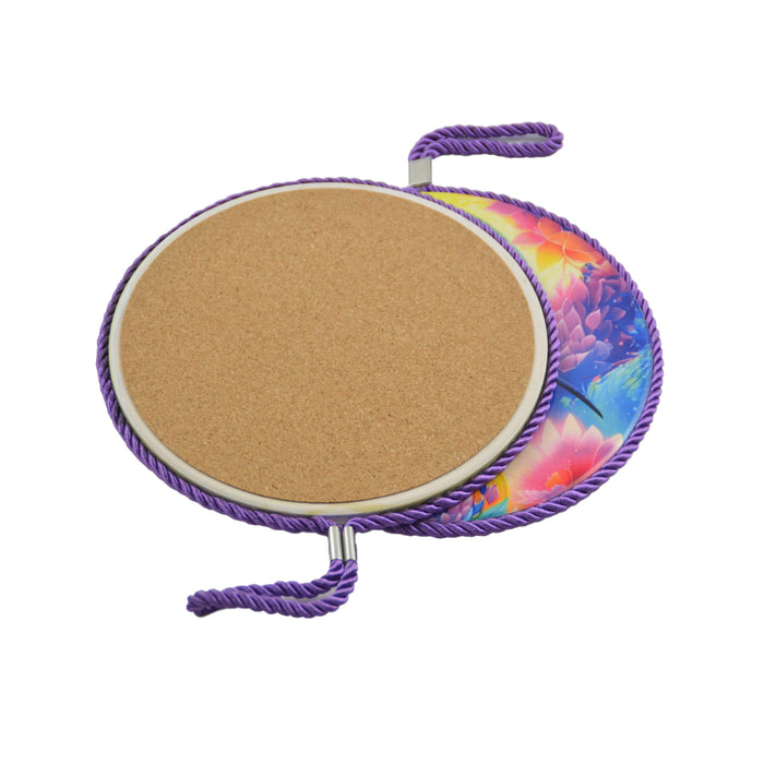 Posaolla colgante corcho ceramica Colibri morado 3994-1