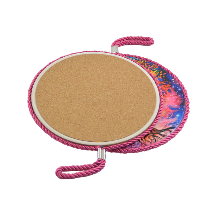 Posaolla colgante corcho ceramica arbol vida fucsia 3993-6