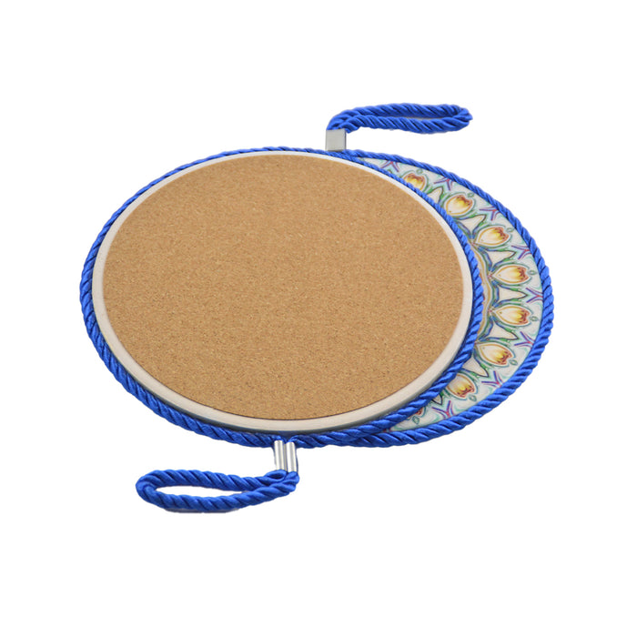 Posaolla colgante corcho ceramica mano fatima azul 3995-2