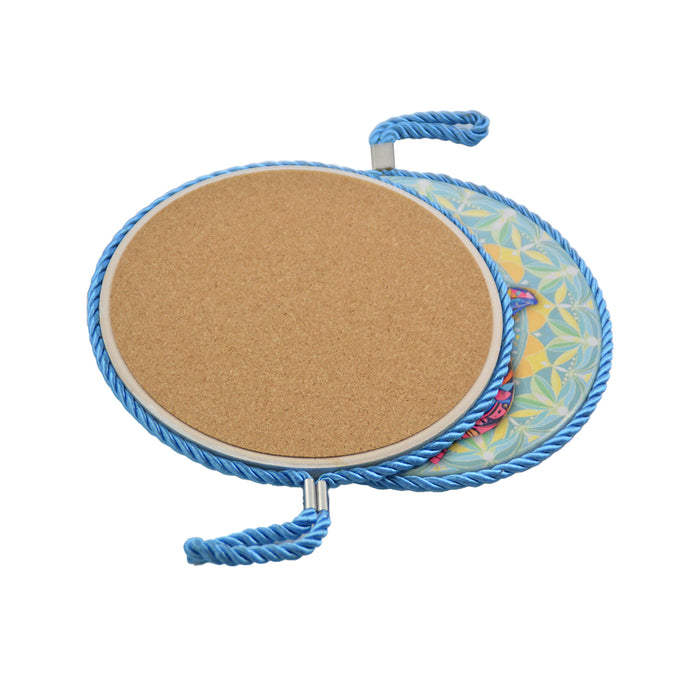 Posaolla colgante corcho ceramica mano fatima azul claro 3995-5