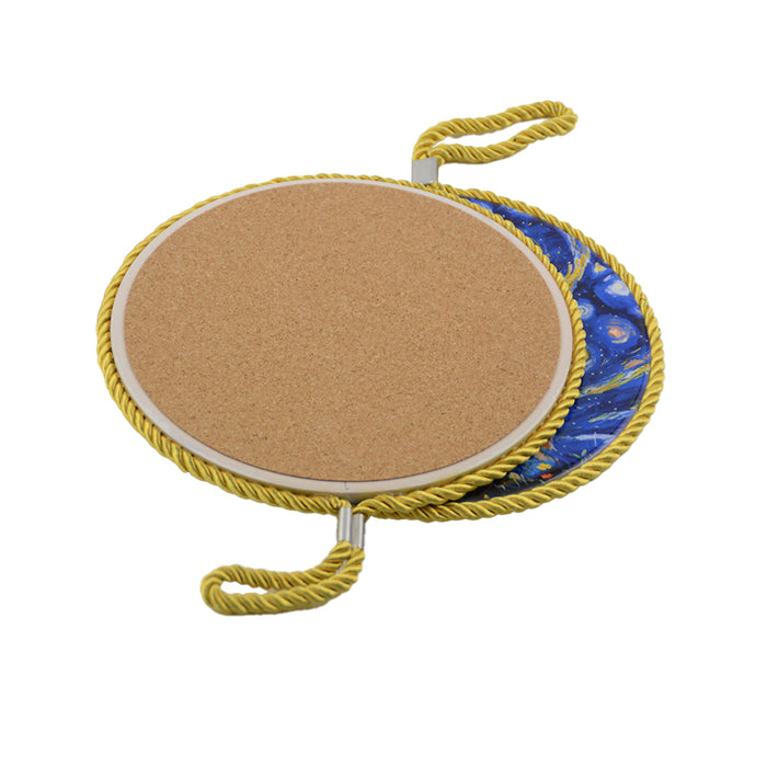 Posaolla gato amarillo noche estrellada van gogh colgante corcho ceramica 3966-2