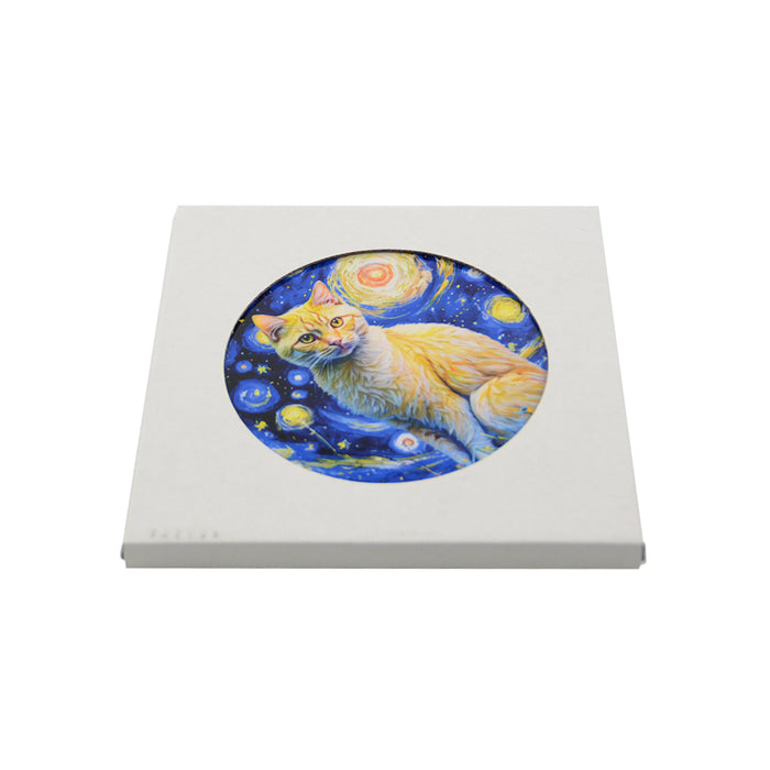Posaolla gato amarillo noche estrellada van gogh colgante corcho ceramica 3966-2