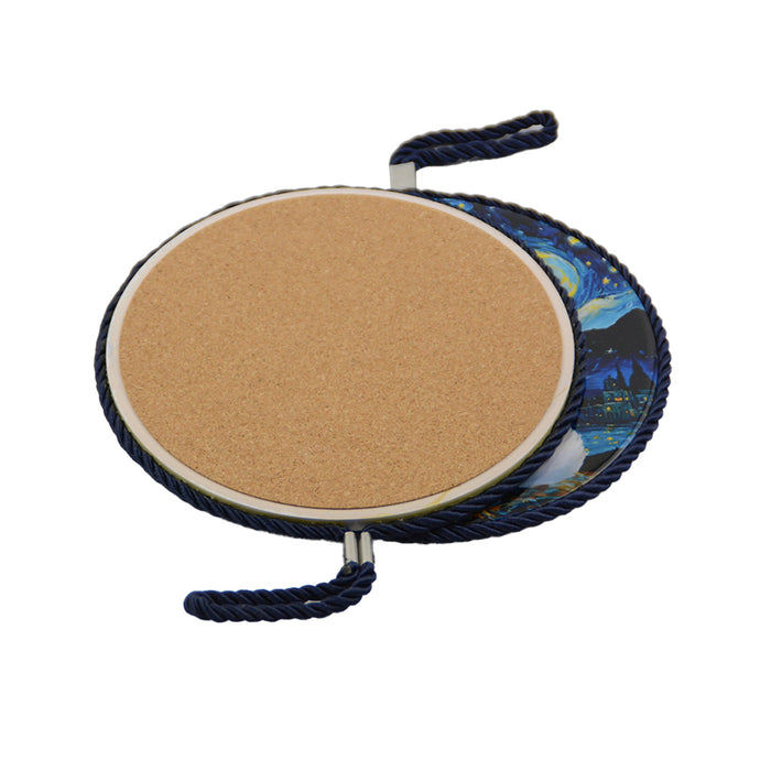 Posaolla gato blanco noche estrellada van gogh colgante corcho ceramica 3966-1