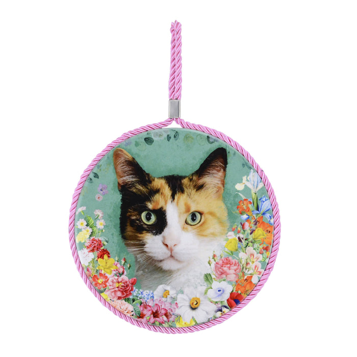 Posaolla gato calico floral colgante