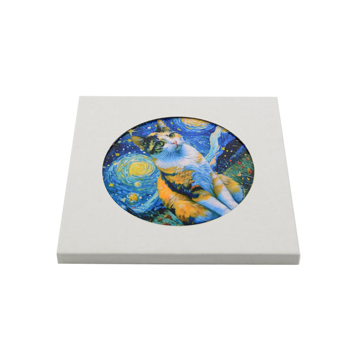 Posaolla gato calico noche estrellada van gogh colgante corcho ceramica 3966-4