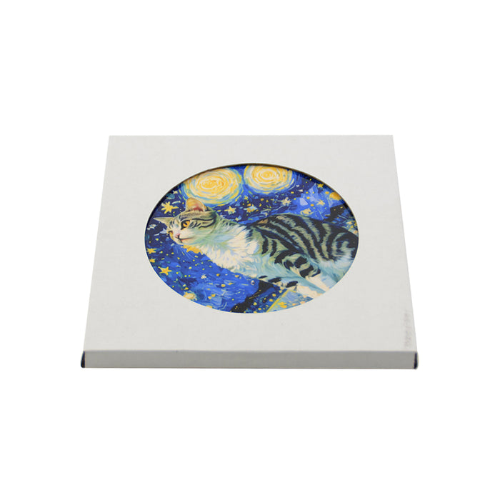 Posaolla gato calico noche estrellada van gogh colgante corcho ceramica 3966-5