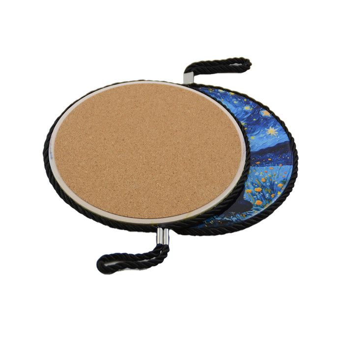 Posaolla gato negro blanco noche estrellada van gogh colgante corcho ceramica 3966-6