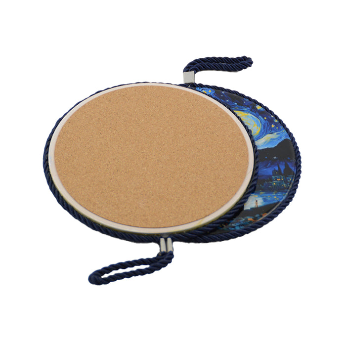 Posaolla gato negro noche estrellada van gogh colgante corcho ceramica 3965-1