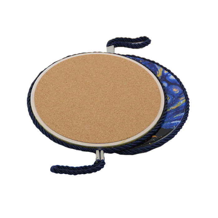 Posaolla gato negro noche estrellada van gogh colgante corcho ceramica 3965-2