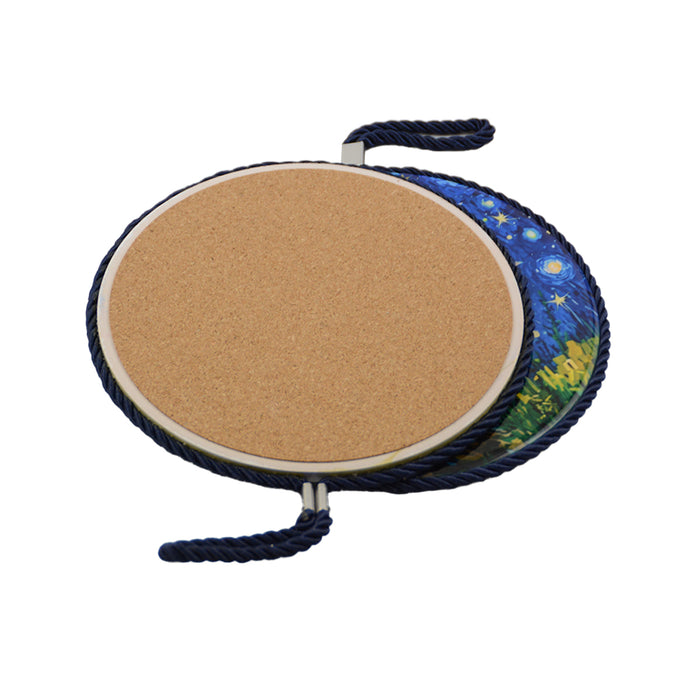 Posaolla gato negro noche estrellada van gogh colgante corcho ceramica 3965-3