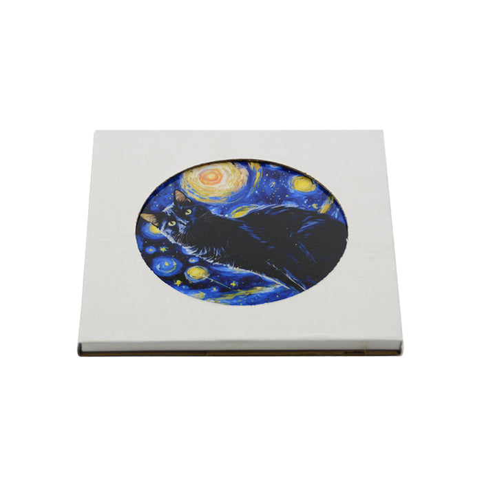 Posaolla gato negro noche estrellada van gogh colgante corcho ceramica 3965-2