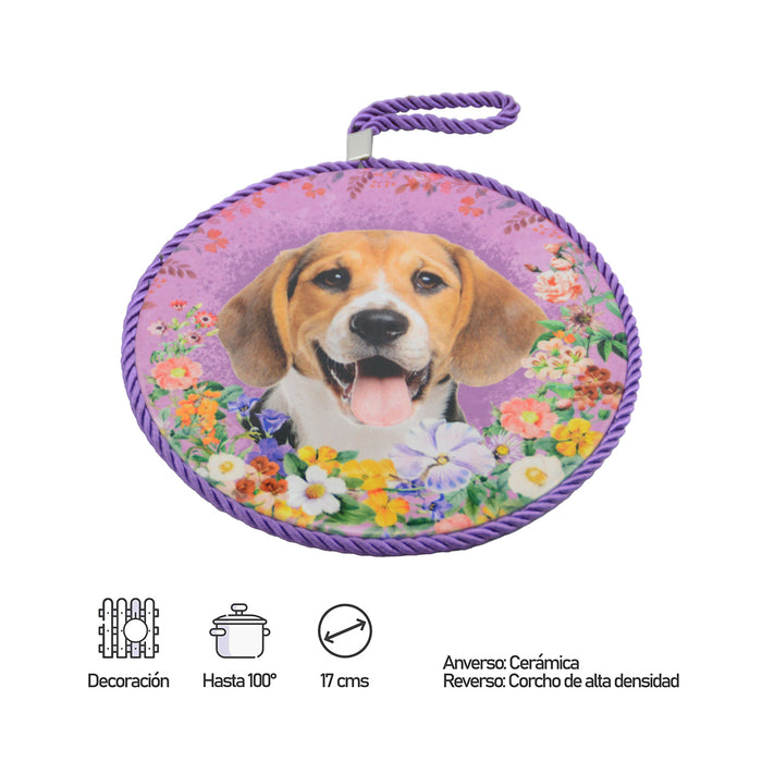 Posaolla perro floral ceramica beagle 3854-4