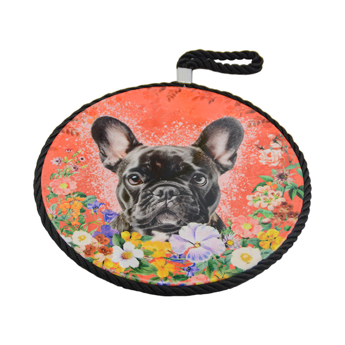Posaolla perro floral ceramica bulldog frances colgante 3854-1