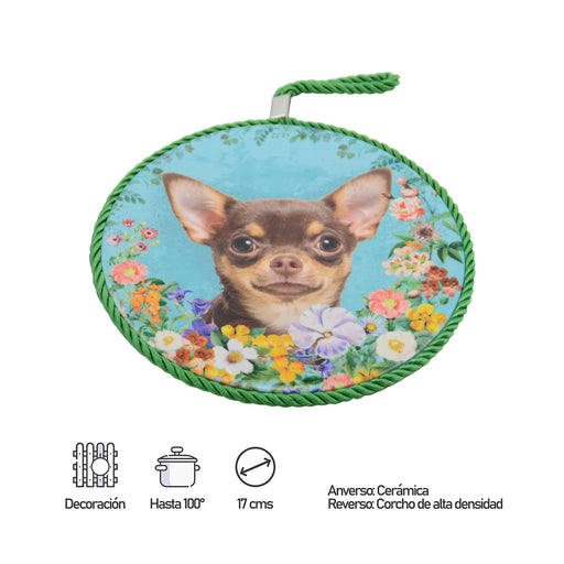 Posaolla perro floral ceramica chihuahua medidas 3854-2