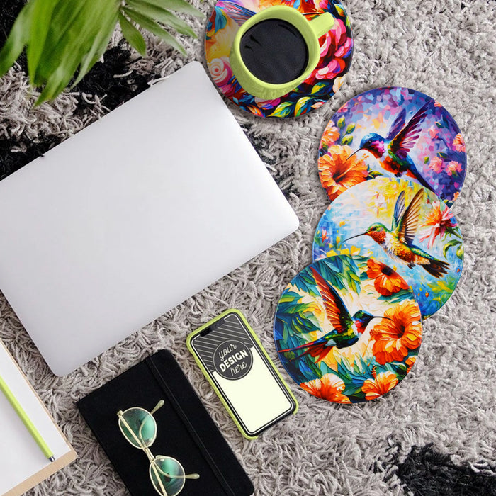 Posavasos ceramica corcho colibri flores  4213