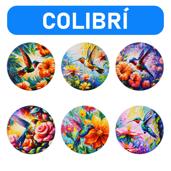 Posavasos ceramica corcho colibri flores  4213